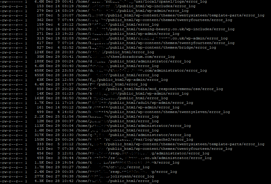 Find all error_logs on a server