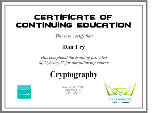 Cryptography Certificate
