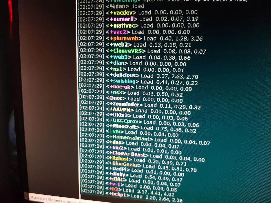 mIRC remote server load and uptime monitoring