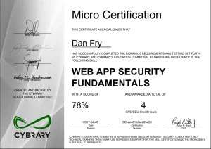 Web App Security Fundamentals Certificate