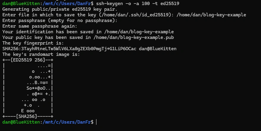ssh-keygen ed25519 command with randomart