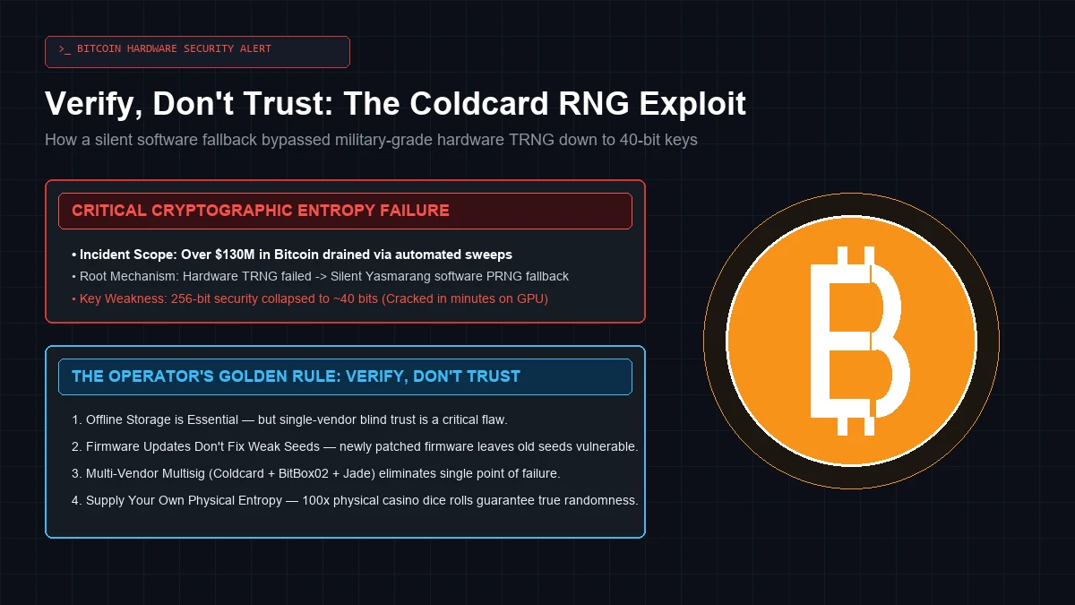 Verify, Don't Trust: Breaking Down the Coldcard PRNG Entropy Vulnerability
